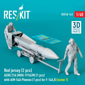 Modern Red Jersey (2 Figures) - Aero 21A (MHU-191A/M) (1 piece) with AIM-54A Phoenix (1 piece) for F-14 A/B - Scene 1 (3D-Printed)