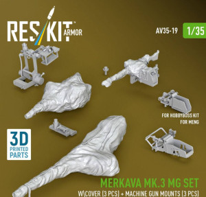 Merkava Mk.3 - MG Set with Cover (3 pcs) and Machine Gun Mounts (3 pcs) (for Meng & HobbyBoss Kits / 3D Printed)