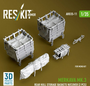 Merkava Mk.3 - Rear Hull Storage Baskets with Cover (2 Pcs) (for Meng Kits / 3D-Printed)