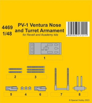 PV-1 Ventura Nose And Turret Armament (For Revell And Academy Kits)