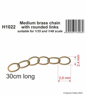 Medium Brass Chain With Rounded Links (Suitable For 1/35 And 1/48 Scale)