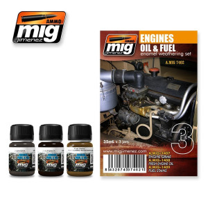 A.MIG 7402 Engines Oil & Fuel - Enamel Weathering Set