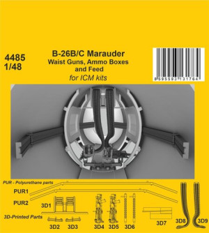 B-26B/C Marauder - Waist Guns, Ammo Boxes And Feed (For ICM)