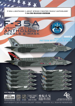 F-35 A Lightning II - Joint Strike Fighter Family Anthology - Decals and Flexible Masks (for Tamiya 61124 Kit)