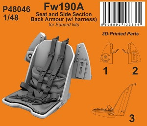 Focke Wulf Fw-190 A - Seat and Side Section Back Armour WITH Belts (for Eduard Kits / 3D-Printed)
