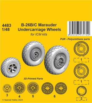 B-26B/C Marauder Undercarriage Wheels (For ICM Kits)