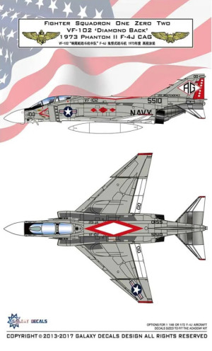 F-4 J Phantom II CAG - Fighter Squadron One Zero Two VF-102 'Diamond Back' 1973 (for Academy kits)