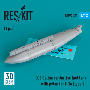300 Gallon Centerline Fuel Tank With Pylon For F-16 (Type 2) (1pc) (3D Printed)