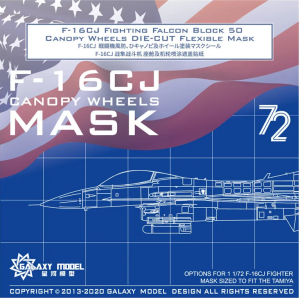F-16 CJ Fighting Falcon Block 50 - Canopy&Wheels Die-cut Flexible Mask (for Tamiya 60786 kit)
