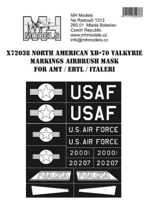 North American XB-70 Valkyrie Markings airbrush mask