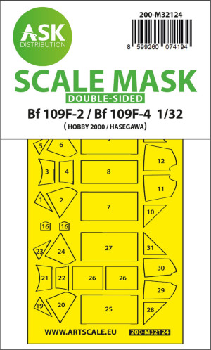 Messerschmitt Bf-109 F-2 / F-4 - Canopy Frame Paint Masks inside & outside (for Hasegawa and Hobby 2000 Kits)