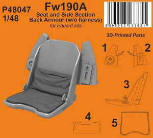 Focke Wulf Fw-190 A - Seat and Side Section Back Armour WITHOUT Belts (for Eduard Kits / 3D-Printed)