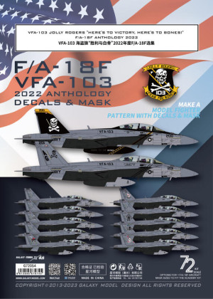 VFA-103 Jolly Rogers 'Here's To Victory Here's To Bones!' F/A-18F Anthology 2022 Mask And Decals For Accurate Airframe Painting (For Academy 12567/12535/12577 Kits)