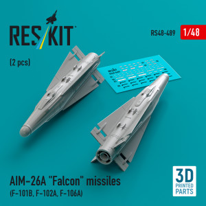 AIM-26A 'Falcon' Missiles (2pcs) (F-101B, F-102A, F-106A) (3D Printed)
