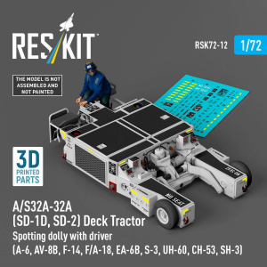 A/S32A-32A (SD-1D, SD-2) Deck Tractor Spotting Dolly with Driver for A-6, AV-8B, F-14, F/A-18, EA-6B, S-3, UH-60, CH-53, SH-3 (3D-Printed Model Kit)