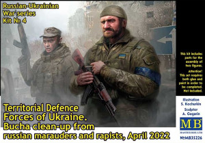Russian-Ukrainian War series Kit No 4. Territorial Defence Forces of Ukraine. Bucha clean-up from russian marauders and rapists, April 2022