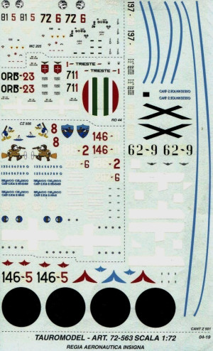 SM.79 / MC.205 / Cz-501 / Cz-506 and Ro.43 - Regia Aeronautica Insignia