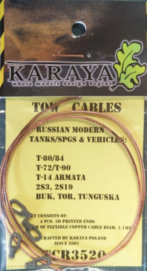 Tow Cables for Modern Russian Tanks with 3D Printed Ends (4 pcs)
