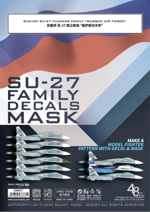 Sukhoi Su-27 Flanker Family in Russan Air Force - Colour Separation Die-cut Flexible Mask and Decals (for GWH L4824 Kit)