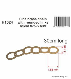Fine Brass Chain With Rounded Links (Suitable For 1/72 Scale)