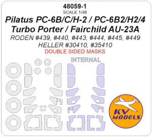 Pilatus PC-6C/H-2 / PC-6B-2/H-2 / PC-6/B2-H2 / PC-6 B2/H4 Turbo Porter / Fairchild AU-23A - (Double-Sided) And Wheels Masks