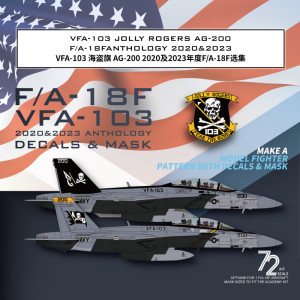 VFA-103 Jolly Rogers AG-200 F/A-18F Anthology 2020 And 2023 - Decals And Mask (For Academy 12567, 12535, 12577)