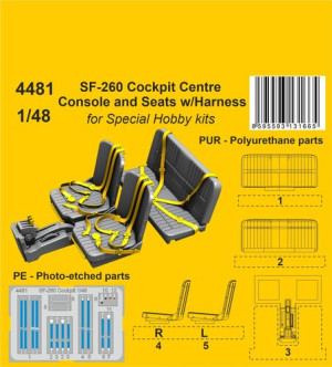 SF-260 Cockpit Centre Console And Seats With Harness (For Special Hobby Kits)