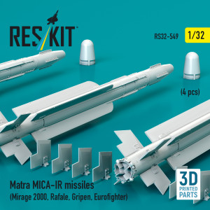 Matra MICA-IR Missiles (4pcs) (Mirage 2000, Rafale, Gripen, Eurofighter) (3D Printed)