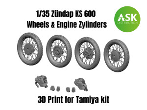 Zündap KS 600 Wheels And Engine Zylinders (For Tamiya Kit)