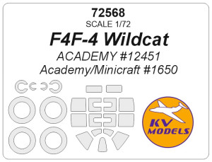 F4F-4 Wildcat (ACADEMY #12451, Academy/Minicraft #1650) And Wheels Masks