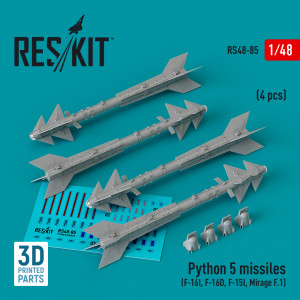 Python 5 Missiles (4pcs) (F-16I, F-16D, F-15I, Mirage F.1) (3D Printed)