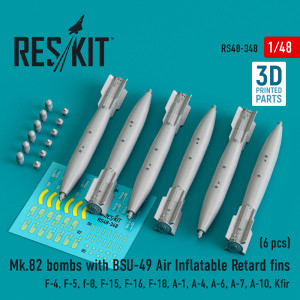 Mk.82 Bombs With BSU-49 Air Inflatable Retard Fins (6 pcs) (F-4, F-5, F-8, F-15, F-16, F-18, A-1, A-4, A-6, A-7, A-10, Kfir)