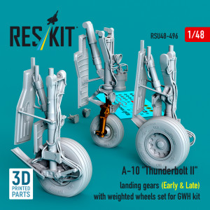 A-10 'Thunderbolt II' Landing Gears (Early & Late) With Weighted Wheels Set For GWH Kit (Metal + 3D Printed)