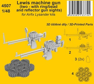 Lewis Machine Gun for Airfix Westland Lysander (2 pcs / 3D-Printed)