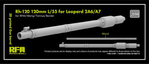 Gun barrel Rh-120 120mm L55 Leopard 2 A6/A7 (3D-printed / for RFM, Meng, Tamiya and Border Kits)