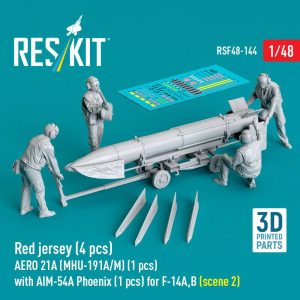 Modern Red Jersey (4 Figures) - Aero 21A (MHU-191A/M) (1 piece) with AIM-54 A Phoenix (1 piece) for F-14 A/B - Scene 2 (3D-Printed)