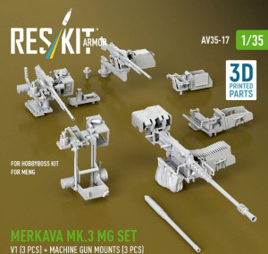 Merkava Mk.3 - MG Set V1 (3 pcs) and Machine Gun Mounts (3 pcs) (for Meng & HobbyBoss Kits / 3D Printed)