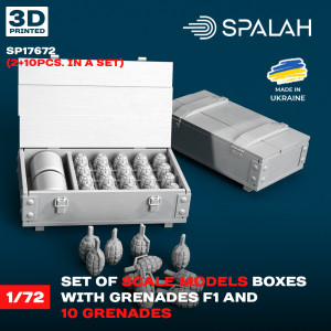 Boxes with Grenades F1 (2 pcs) and 10 Grenades (3D-Printed)