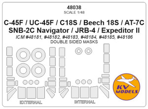 C-45F / UC-45F / C18S / Beech 18S / AT-7C / SNB-2C Navigator / JRB-4 / Expeditor II (ICM/ REVELL) - (Double sided) + wheels masks