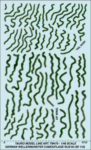 German Wellenmunster Camouflage RLM 83 for Bf-110 (2 Decal Sheets)