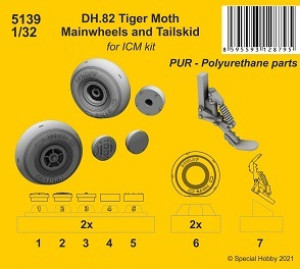 DH.82 Tiger Moth Mainwheels and Tailskid (for ICM kit)