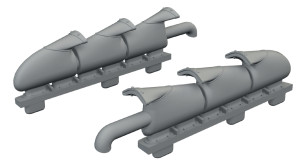 Supermarine Spitfire Mk.V - 3D-Printed Three-Stacks Exhaust Fishtail (for Eduard Kits)