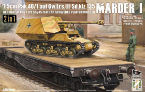 Marder I 7,5 cm PaK.40/1 auf Gw.Lr.s.(f) Sd.Kfz.135 German 50 ton type SSy45 Flatcar Schwerer Platformwagen 2 in 1