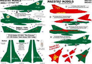 Danish SAAB 35 Draken, four colourful a/ c incl. one two-seater