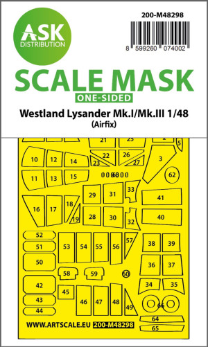 Lysander Mk.I / Mk.III One-Sided Express Fit Mask For Airfix