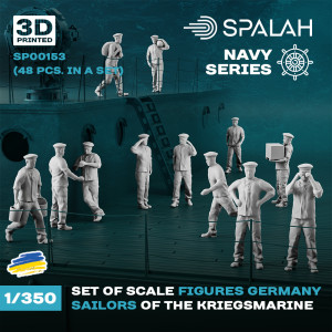 German Kriegsmarine WWII Sailors - Set of 48 3D-Printed Figures