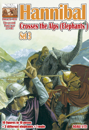 Hannibal crosses the Alps Set 3 (10 figures with 3 elephants and 1 mule)