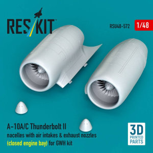 Fairchild A-10 A/C Thunderbolt II - Nacelles with Air Intakes & Exhaust Nozzles / CLOSE Engine Bay (for GWH Kits / 3D-Printed)