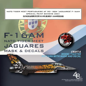 NATO Tiger Meet Portuguese AF 301 SQN 'Jaguares' F-16AM Special Paint Scheme 2021 Mask & Decals (For Kinetic 48100)