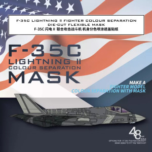 F-35C Lightning II Fighter Colour Separation Die-Cut Flexible Mask, Colour Separation Mask (For Tamiya 61127)